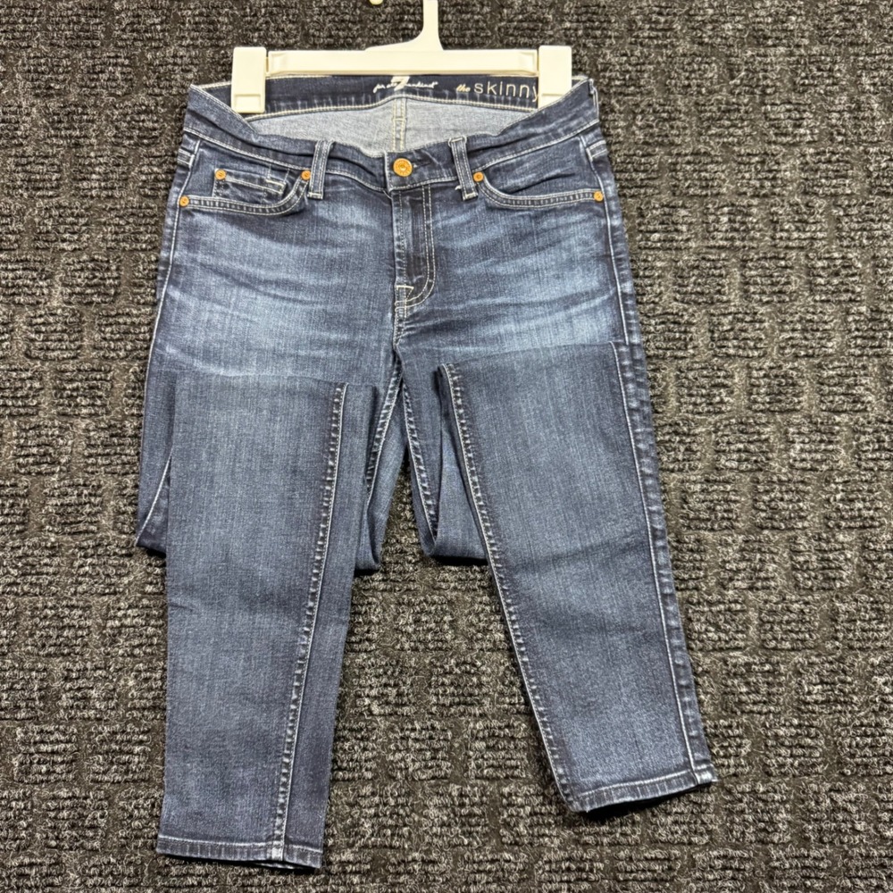 7 For All Mankind The Skinny Jeans Dark Wash Stretch Denim Size 27
